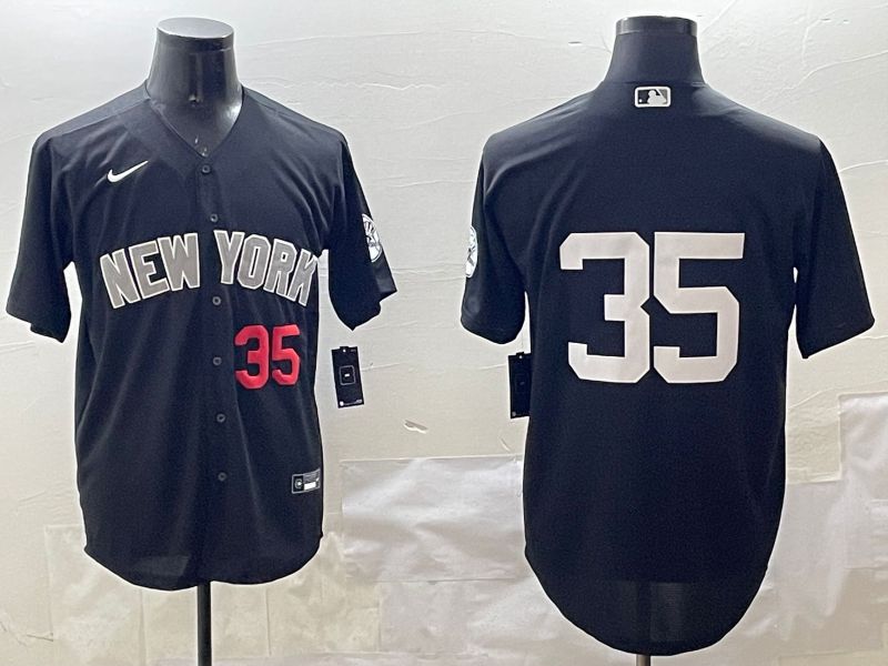 Men New York Yankees 35 No Name Black Game 2025 Nike MLB Jersey style 3